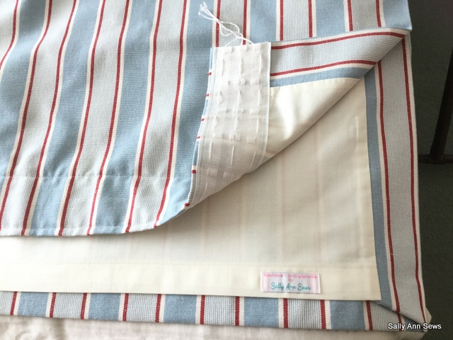 Blue and red dtripe curtains