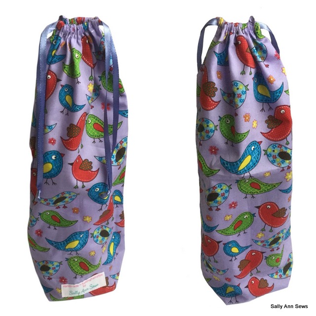 Purple birds bottle bag